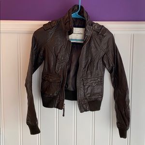 Abercrombie Kids faux leather bomber jacket